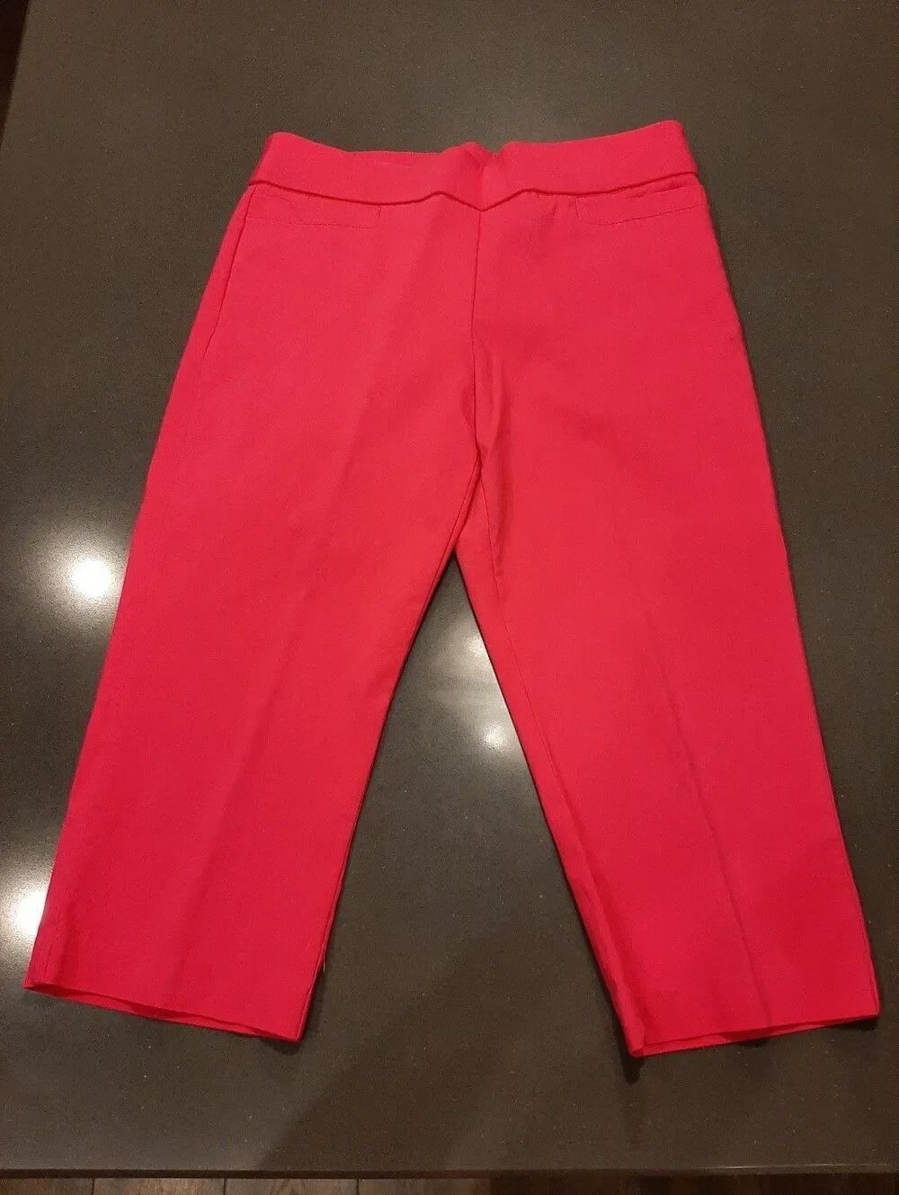 Kim Rogers Petite Pull On Crop Pants Pink Red Stretch Career Casual 8P
